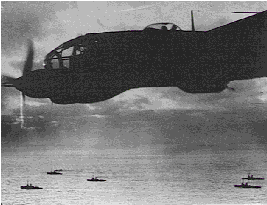 Luftwaffe planes on raid against a convoy