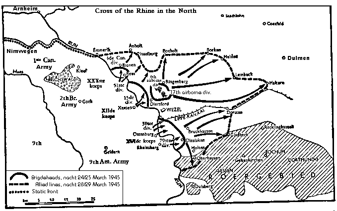 Cross of the river Rhine in the North at 23 March 1945.