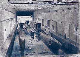 The interior of a submarine pen