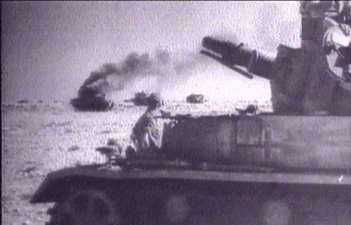 Tank battle in the desert.